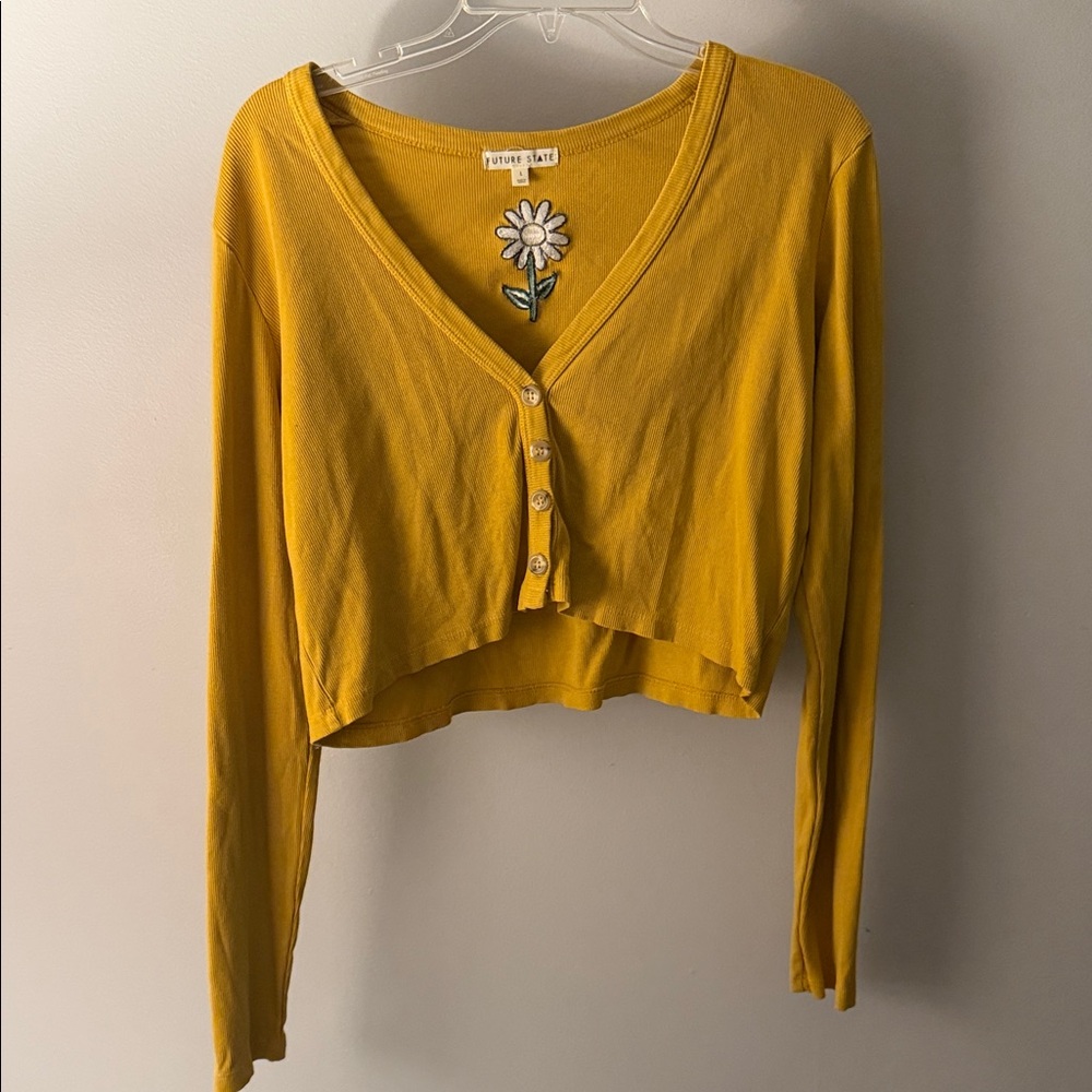 Golden Daisy Embroidered Crop Top